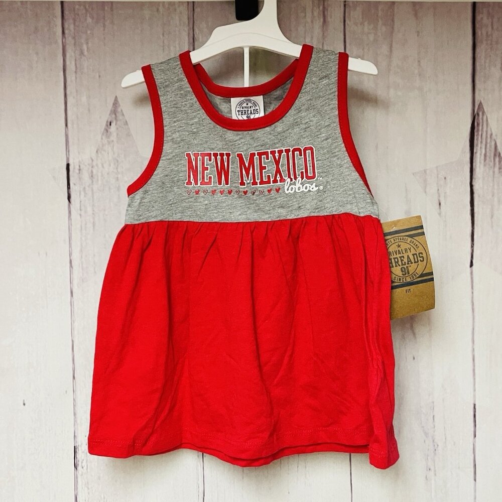 New Mexico Lobos Girls Kids 12 Month 2 Piece Dress Bloomer Set Red